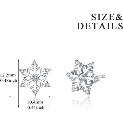 Damen Schneeflocke Ohrstecker 925 Sterling Silber