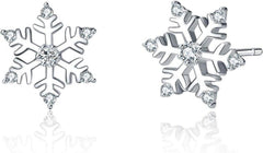 Damen Schneeflocke Ohrstecker 925 Sterling Silber Winterschmuck