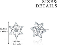 Damen Schneeflocke Ohrstecker 925 Sterling Silber Winterschmuck