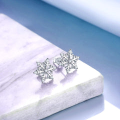 Damen-Schneeflocke Ohrstecker 925 Sterling Silber Weihnachtsgeschenk