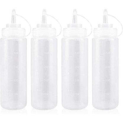 Keleily 4er Set Squeeze Flaschen 500ml für Gewürze & Saucen