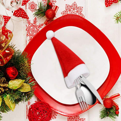 22-teilige Weihnachtsdeko Tischset Mini Bestecktasche Rot für Tisch