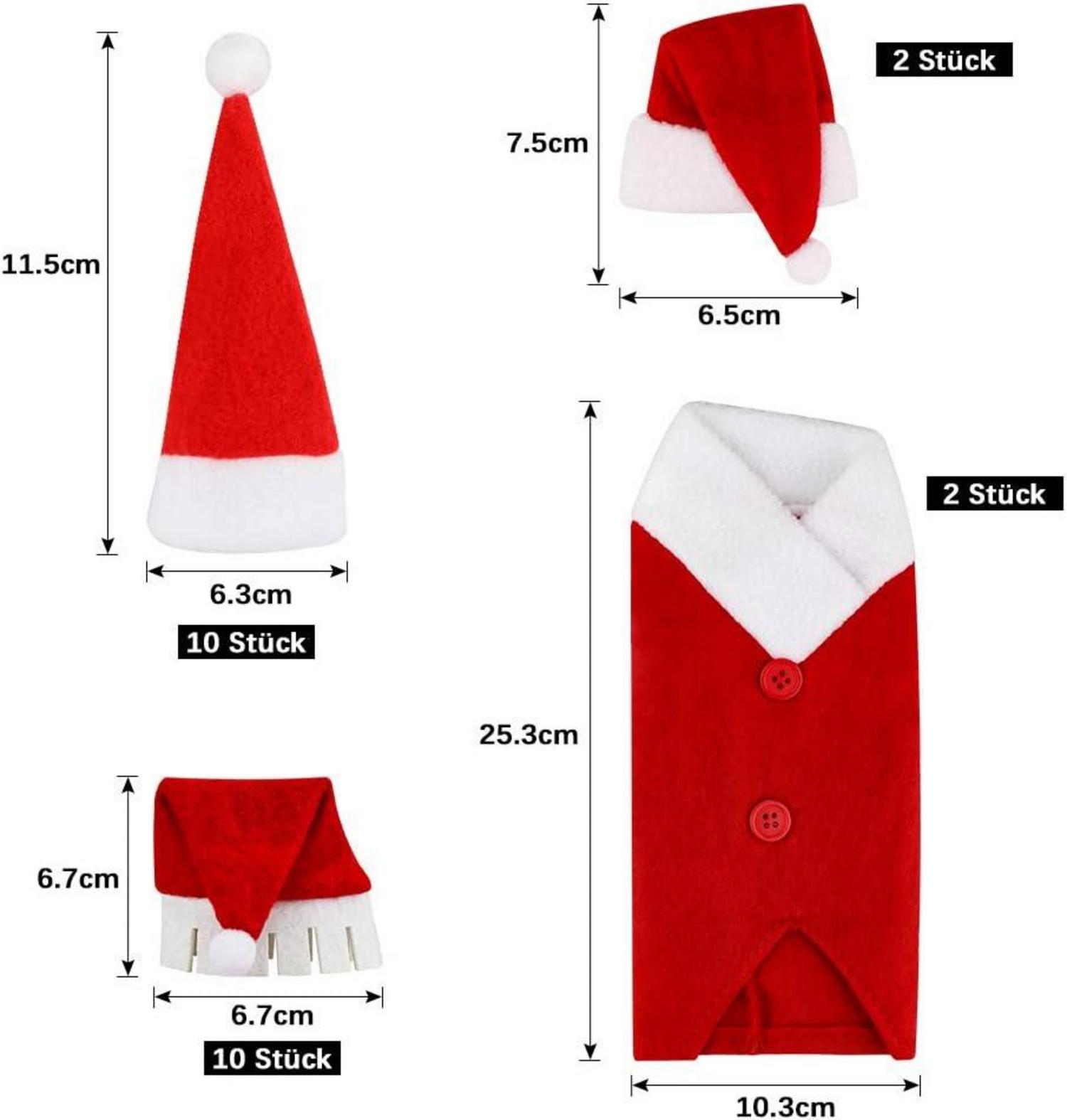 Weihnachtsdeko Set Tischdeko Besteckhalter Mini Bestecktasche Rot