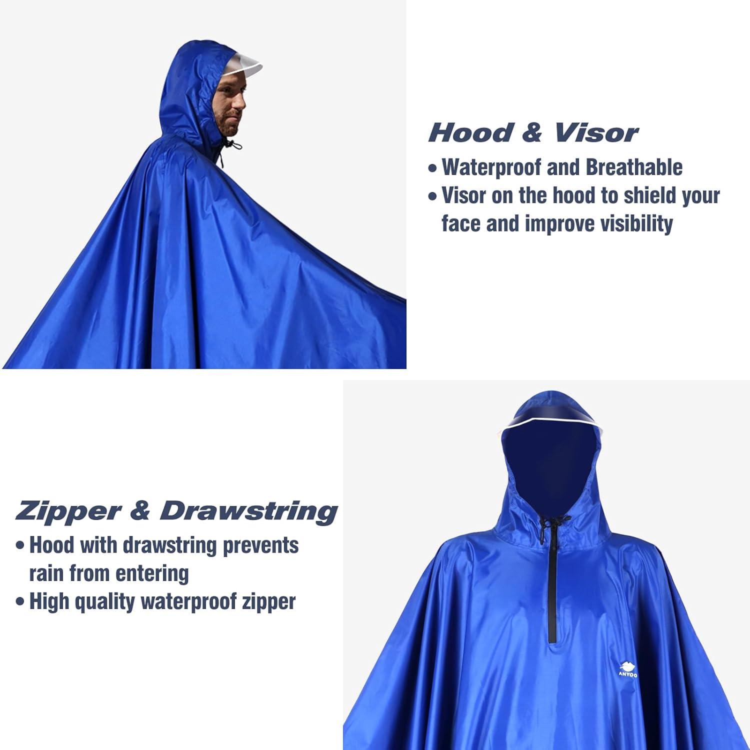 Wasserdichter Fahrrad Regenponcho mit Kapuze und reflektierenden