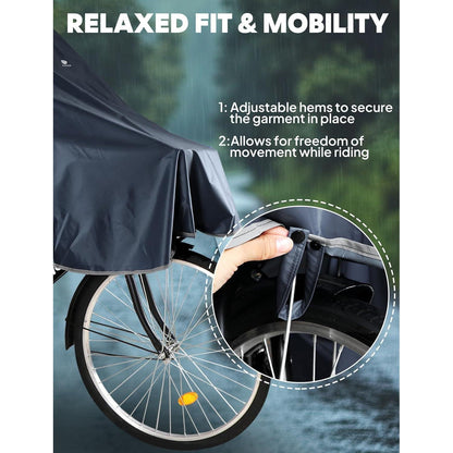 Wasserdichter Fahrrad-Regenponcho mit Kapuze, Grau