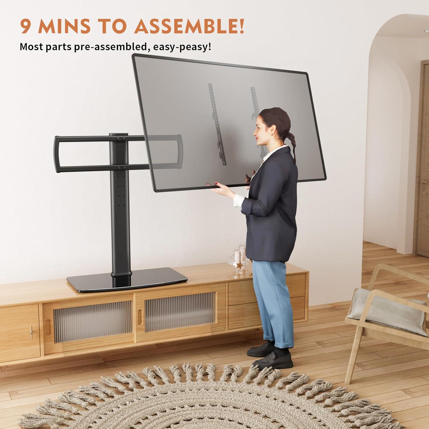 TV Standfuß Universal Höhenverstellbar 40-86 Zoll VESA 600x400 Schwarz