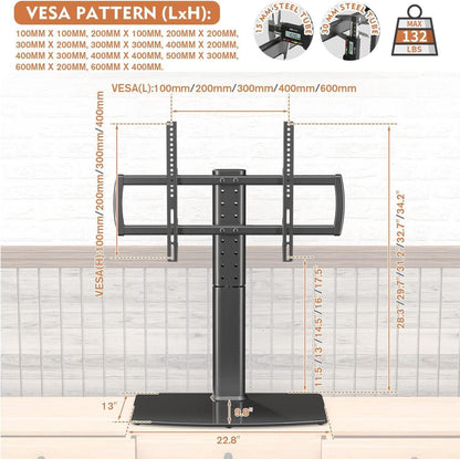 TV Ständer Universal 40-86 Zoll schwenkbar höhenverstellbar bis 132lbs