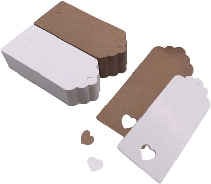 100x Kraftpapier Weihnachts-Geschenkanhänger mit Herz und Jute Schnur 30m
