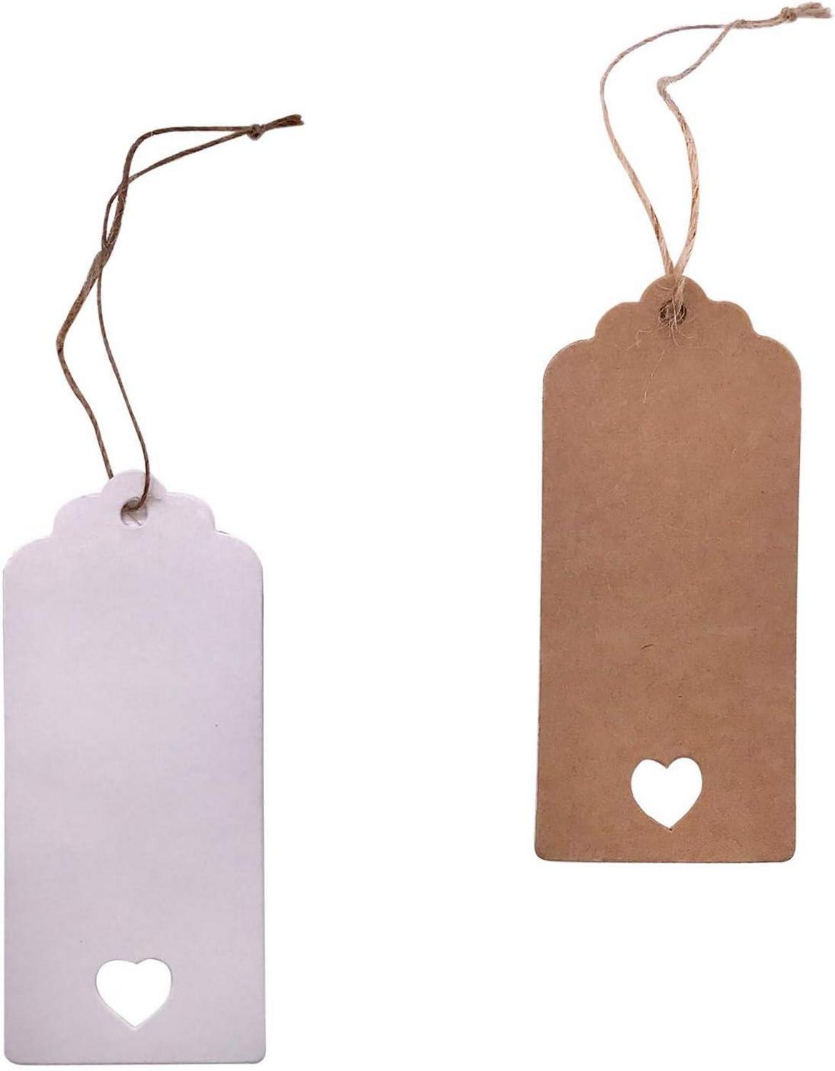 Geschenkanhänger Kraftpapier 100stk Herz Jute Schnur Hochzeit Fest-Weihnachtsfest