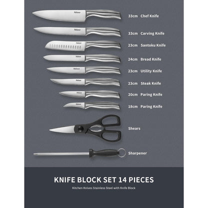Messerblock mit Messer Küchenmesser Set Profi Messer 16-TLG