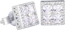 KRKC&CO 925 Silber Iced Out Zirkonia Ohrstecker Set 8mm Blau