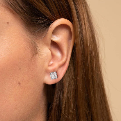 Herren Silber 925 Ohrstecker mit Zirkoniasteinen Blau Weiß 8mm