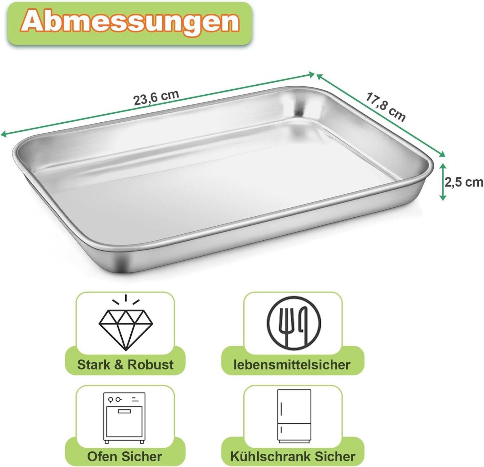 Backblech mit Abkühlgitter, Edelstahl Mini-Ofenschale und