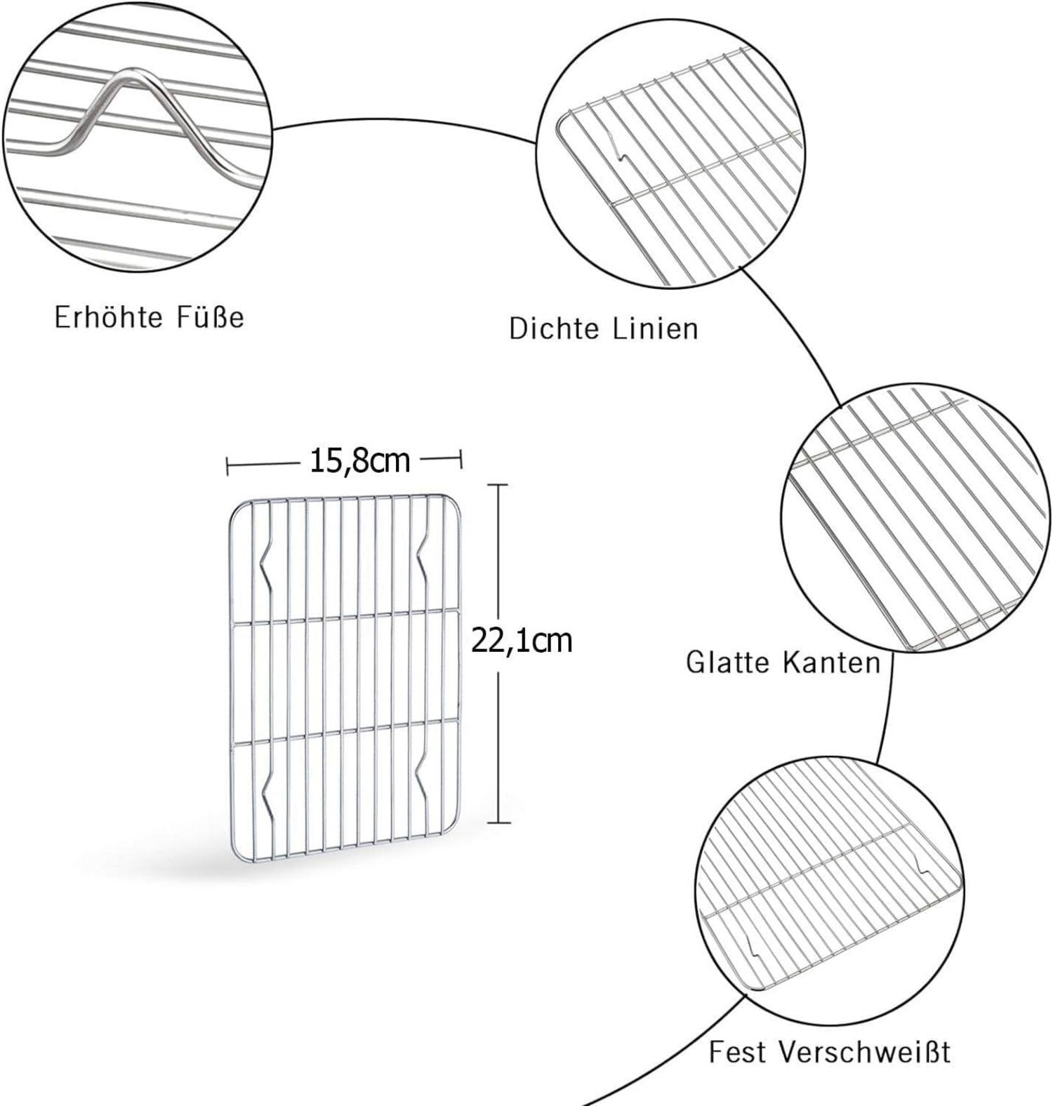 TEAMFAR Backblech mit Abkühlgitter Edelstahl Mini-Ofenschale 23,6 x 17,8 x 2,5 cm
