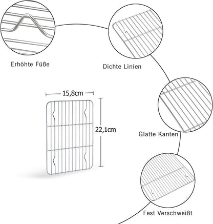 TEAMFAR Backblech mit Abkühlgitter Edelstahl Mini-Ofenschale 23,6 x 17,8 x 2,5 cm