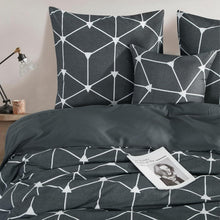 Bettwäsche Set 200x220 Anthrazit Geometrie Muster Mikrofaser