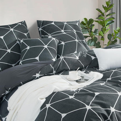 Bettwäsche Set Geometrie Muster Mikrofaser Reißverschluss 200x220cm