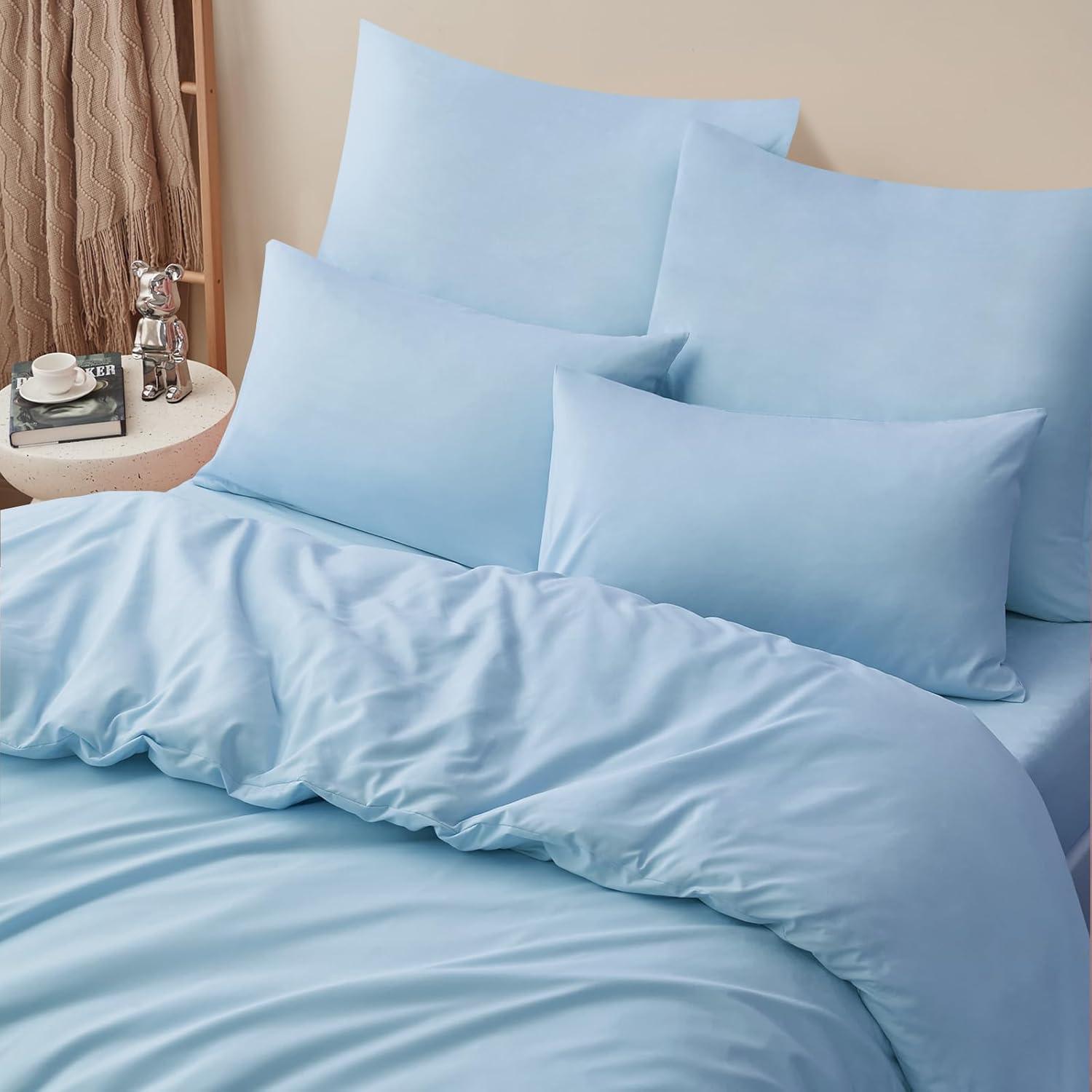 Bettwäsche-Set für Doppelbett mit Reißverschluss 200x220cm Blau