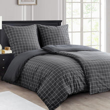 Bettwäsche Set 135x200 Anthrazit Mikrofaser Gittermuster