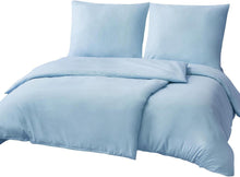 Bettwäsche Set 135x200 4-teilig Blau Mikrofaser Reißverschluss
