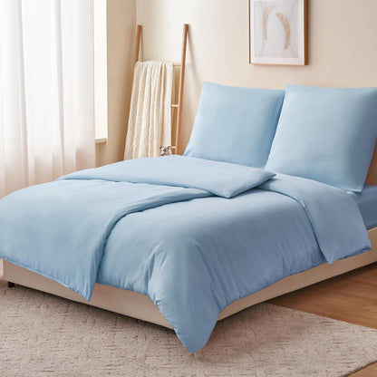 Bettwäsche Set 135x200 4-teilig Blau Mikrofaser Reißverschluss