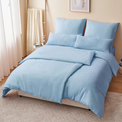 Bettwäsche 135x200 Blau 4tlg. Set Mikrofaser Weich & Bügelfrei