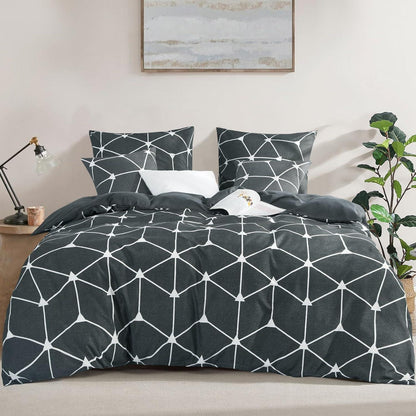 Anthrazit Bettwäsche Set 200x200 Geometrie Muster Mikrofaser