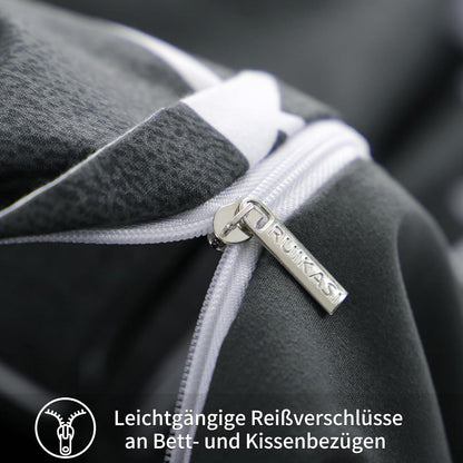 Bettwäsche Set 200x200 Anthrazit Geometrie Mikrofaser