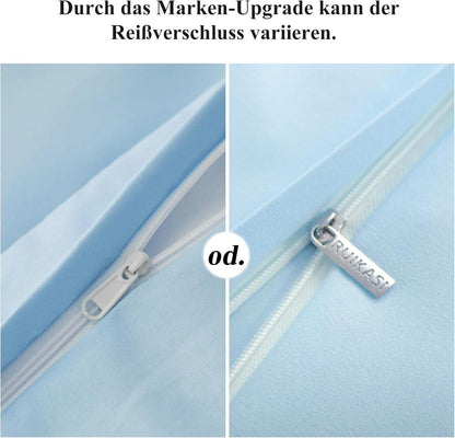 Bettwäsche 200x200 Blau 3-teilig Mikrofaser Reißverschluss