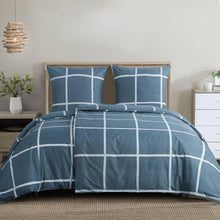 Bettwäsche Set 135x200cm 4-teilig Blau Karo Mikrofaser Reißverschluss