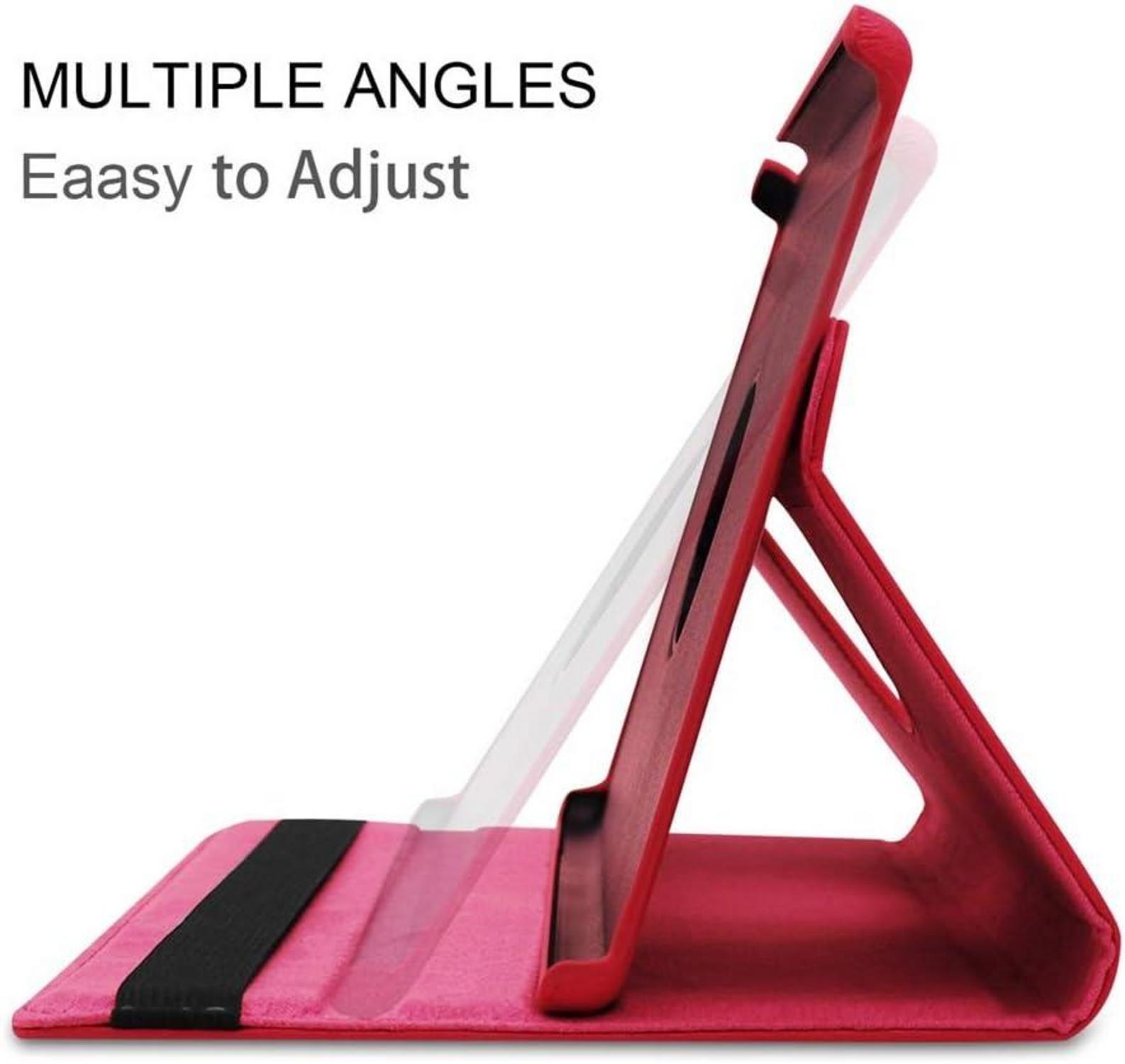 Samsung Galaxy Tab A 10.1 2019 Hülle Ultra Dünn Leder Flip Case Rotierend, Rosarot
