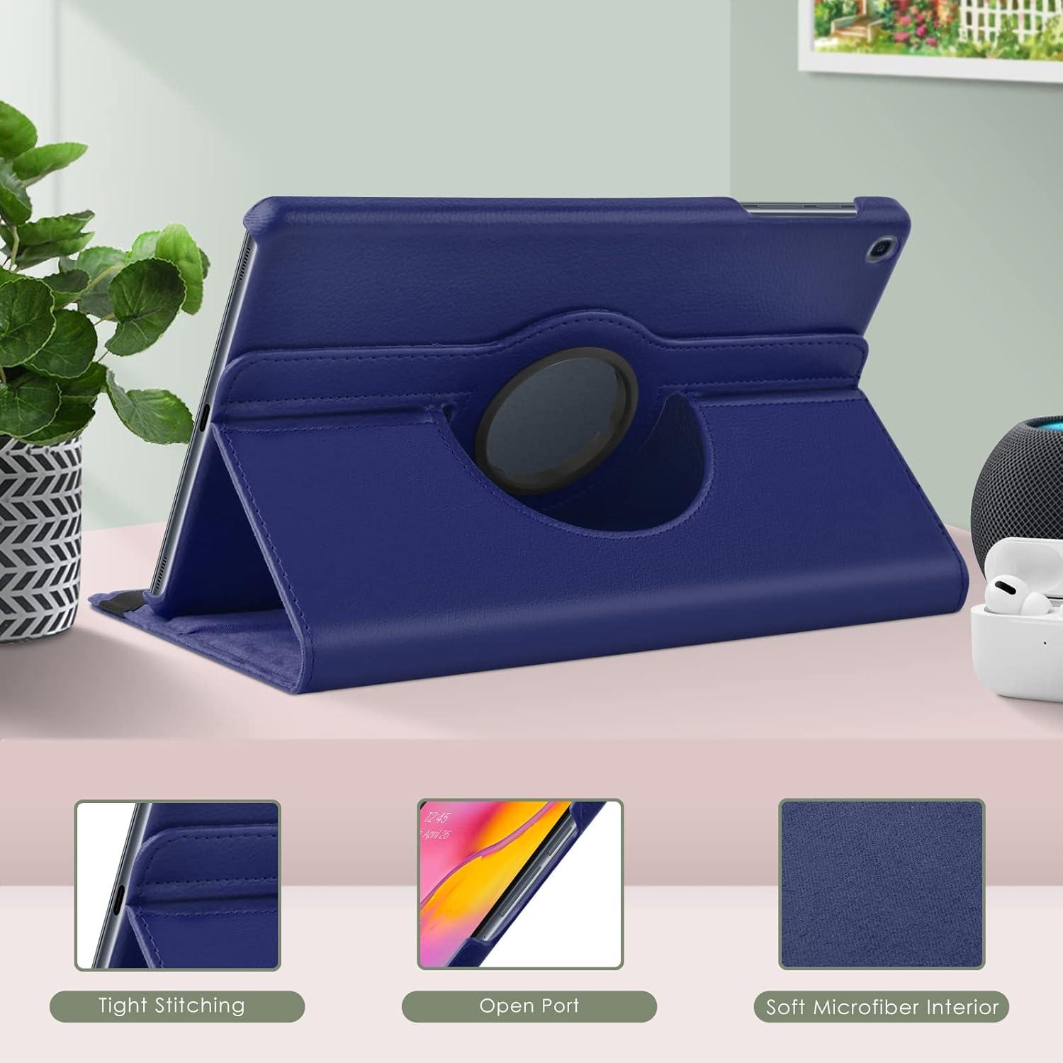 Samsung Galaxy Tab A 10.1 2019 Hülle Schutzhülle Rotierend Leder Dunkelblau