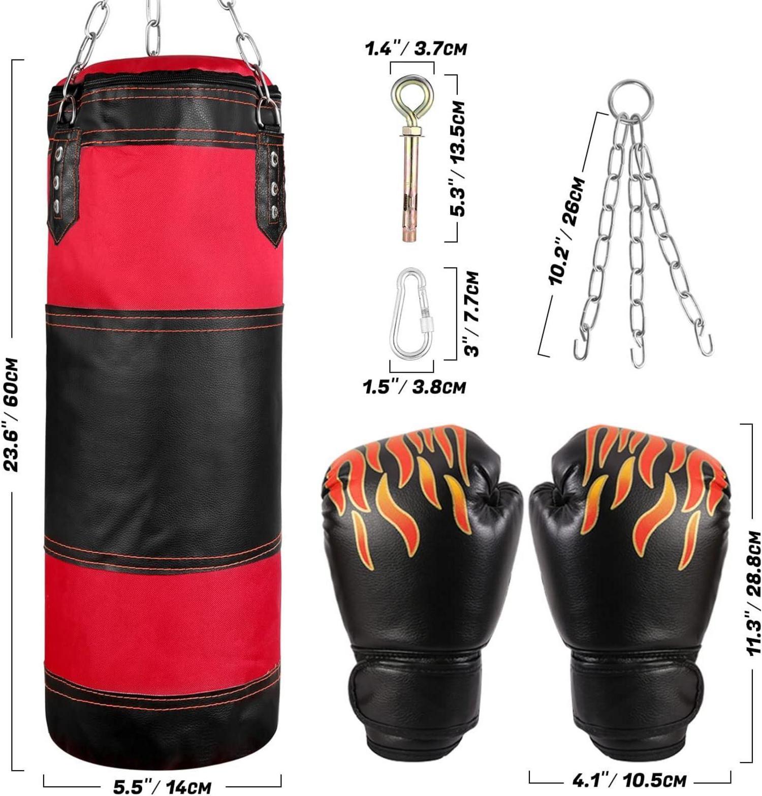 Odoland Kinder Boxsack Set 2FT Ungefüllt 6OZ Boxhandschuhen
