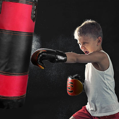 Boxsack Set Kinder 7 IN1 mit 2FT Beutel Ungefüllt 6OZ Handschuhen Stahlkette Kickboxen MMA Muay Thai Rot