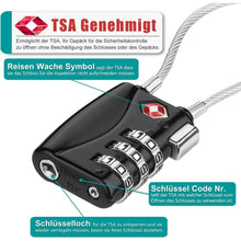 TSA Kabelschloss 3-Stellig Schwarz für Reise und Gepäck