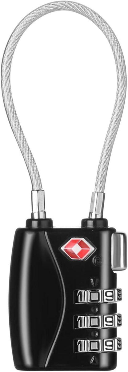 TSA Kabelschloss 3-Stellig Zahlenschloss Schwarz