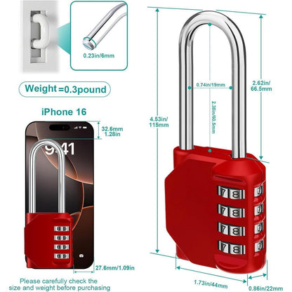 ZHEGE Vorhängeschloss lang Bügel 4-stelliges