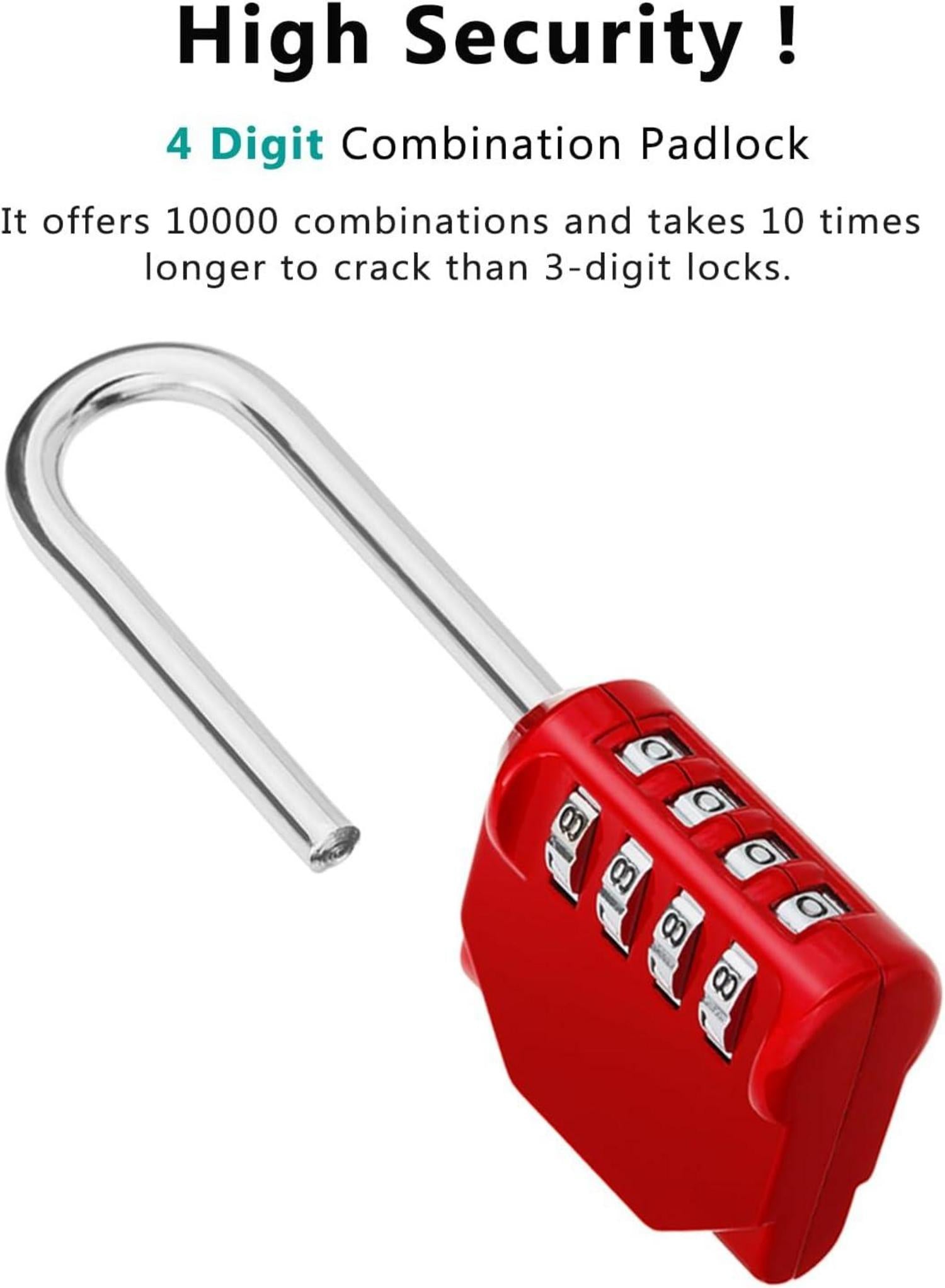 ZHEGE Vorhängeschloss lang Bügel 4-stelliges