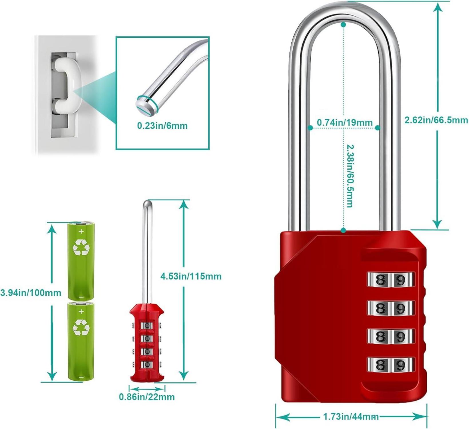 ZHEGE Vorhängeschloss mit langem Bügel für Tore und Container Rot 2 Stücke