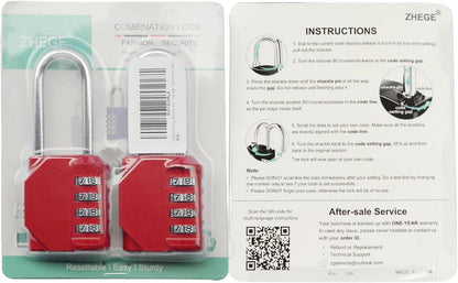 ZHEGE Vorhängeschloss mit langem Bügel für Tore und Container Rot 2 Stücke