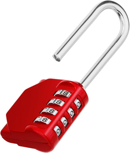 Zahlenschloss mit langem Bügel für Tür, Tor, Schuppen - Rot