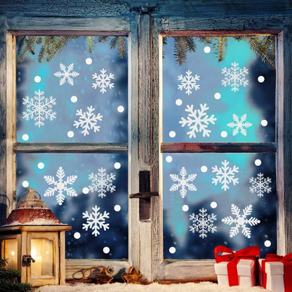 Abnehmbare Weihnachts Schneeflocken Fensterbilder, PVC Selbstklebend für Fenster Deko