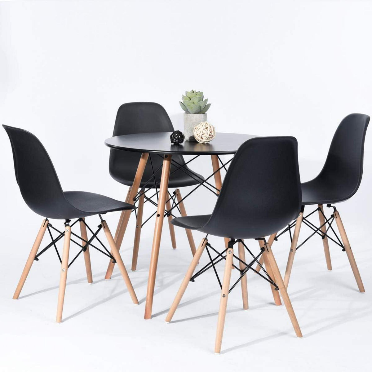 Moderner runder Esstisch 80x80cm Schwarz