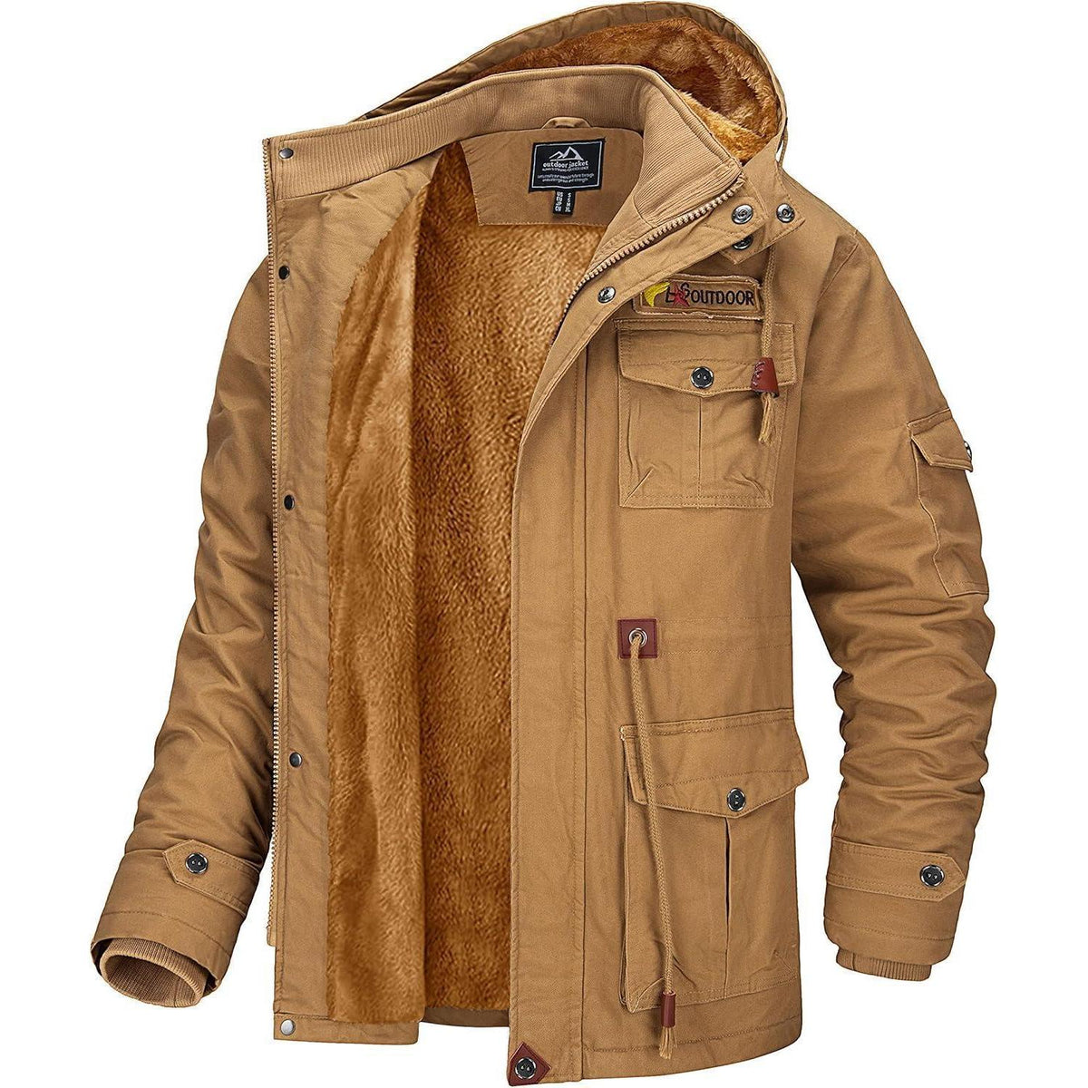 Herren Winterjacke gefüttert Fleece Parka mit Kapuze