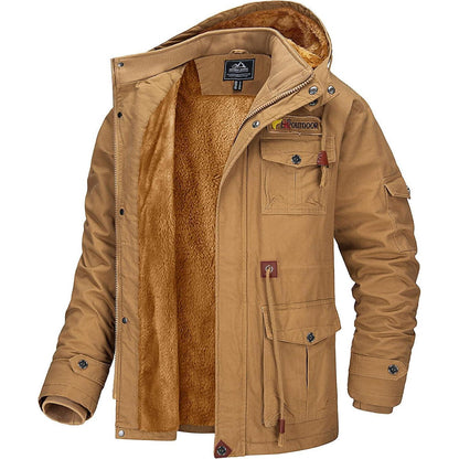 Herren Winterjacke gefüttert Fleece Parka mit Kapuze
