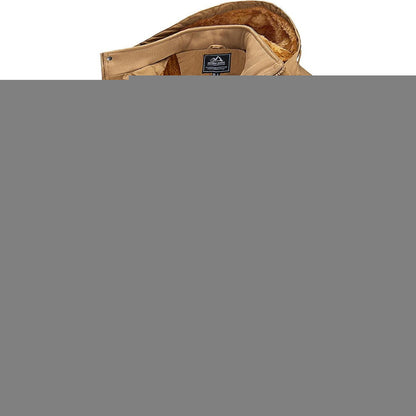 Herren Winterjacke gefüttert Fleece Parka mit Kapuze Khaki L