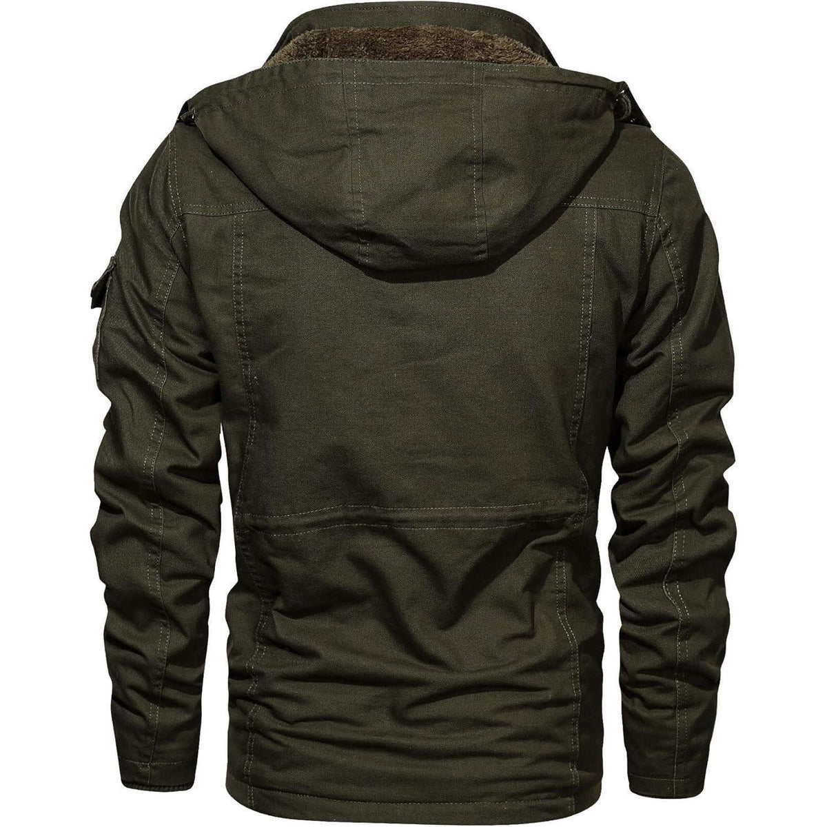 Warme Winterjacke Herren mit abnehmbarer Kapuze, Armeegrün
