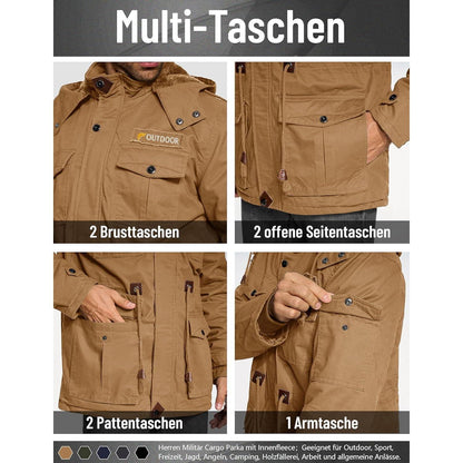 Warme Winterjacke Herren mit Fleece und abnehmbarer Kapuze