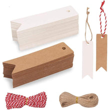 200 Kraftpapier Geschenkanhänger mit Jute Schnur