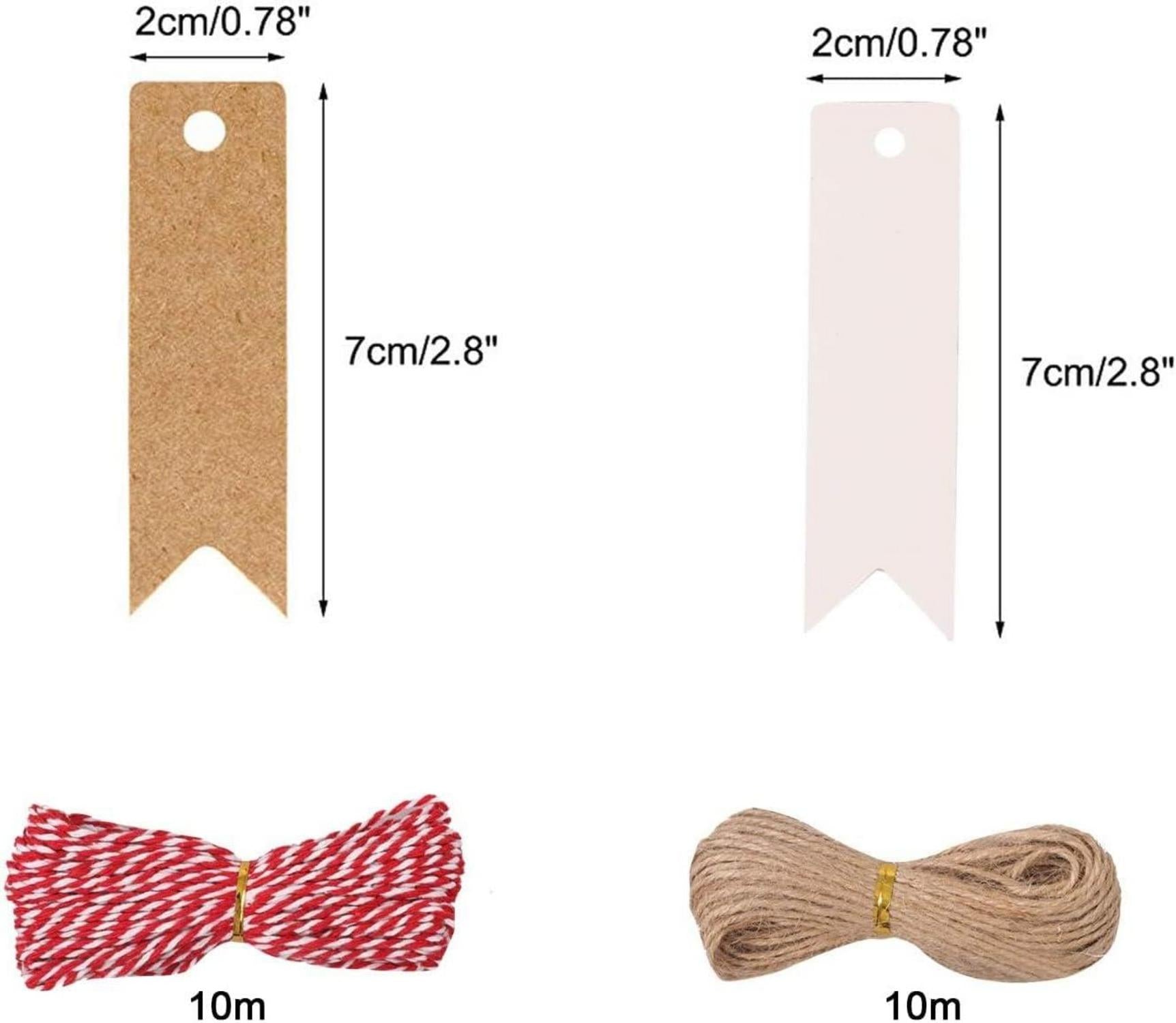 200 Kraftpapier Geschenkanhänger mit Jute Schnur